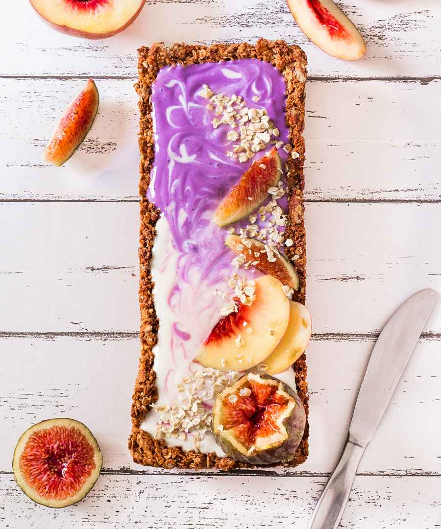 Vanilla Blueberry Granola Tart vegan granola tart